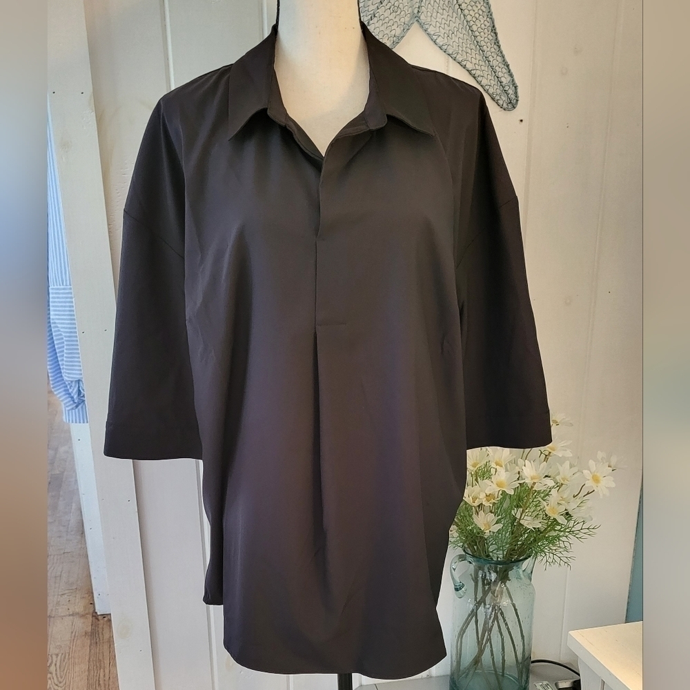 Eloquii Notched Collar Half Sleeve Top Size 16